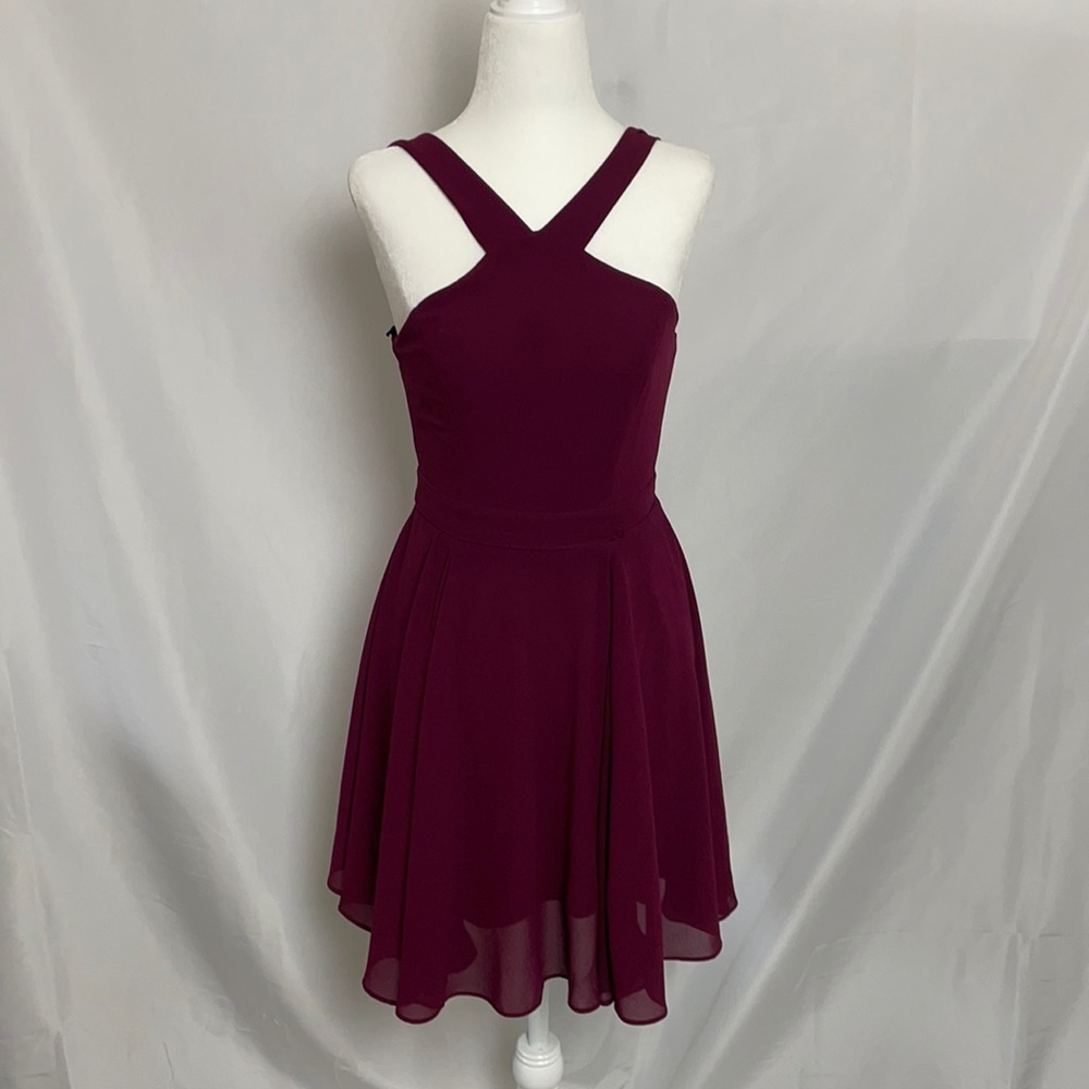 Lulus V Strap Sleeveless Maroon MIDI Dress